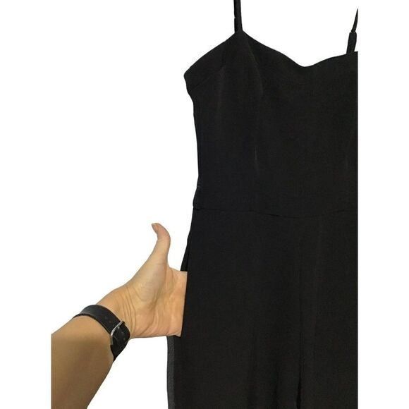 XOXO Black Jumpsuit Spaghetti Straps Wide Leg Pockets - Picture 7 of 10